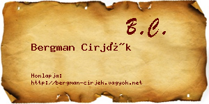 Bergman Cirjék névjegykártya